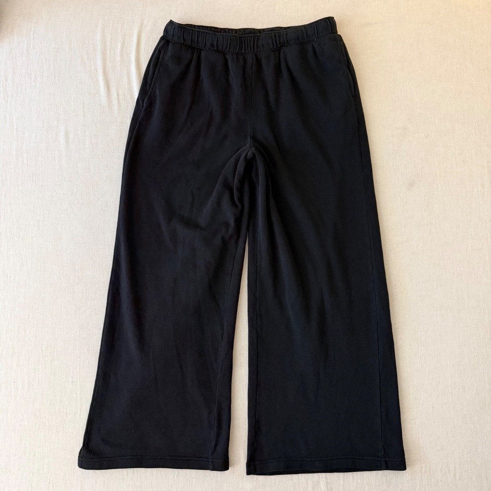 Torrid Cozy Fleece Wide Leg Pants 1X Black Plus Size Clean Girl Athleisure
